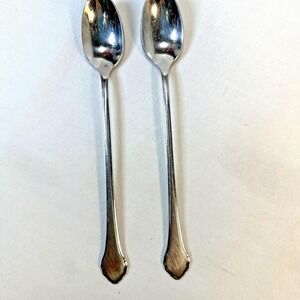 Oneida Summer Mist 2 Iced Tea Spoons Teardrop Oval Burnished Stainless Flatware